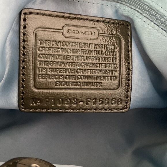 Coach Vintage hand bag green with blue satin 3 divisions - Picture 5 of 12